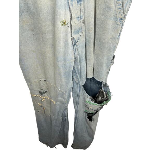 Big Smith Overall Unisex Hand Darned Patched Distressed Worn Grunge 36 x 29 - Picture 3 of 7